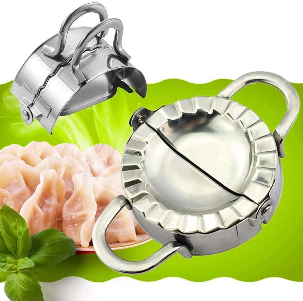 Momo Maker- Stainless Steel Kitchen Dumpling Ghughra Samosa karanji Gujiya Mould Dough Press Maker Mould Machine for Kitchen of -1 pc